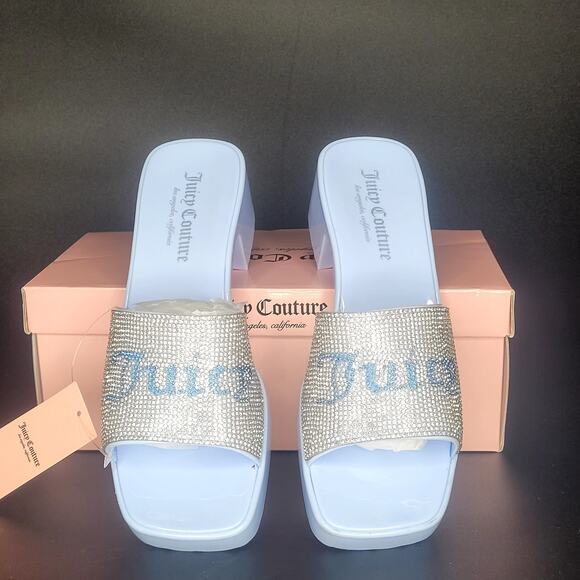 Juicy Couture Harmona Periwinkle Blue Platform Sandals Sz 7.5 Easter Spring NWB - Picture 3 of 8